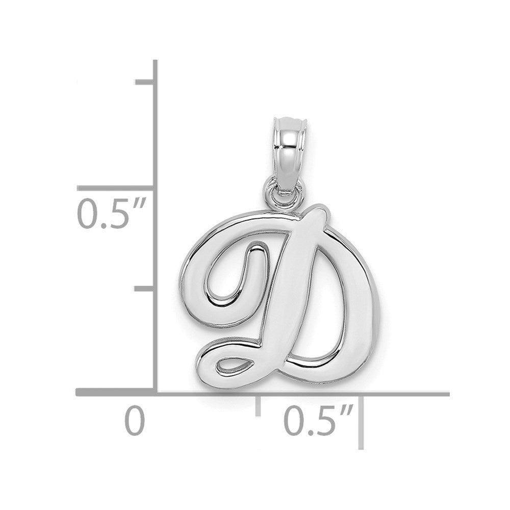 10K White Gold 10K Polished D Script Initial Charm