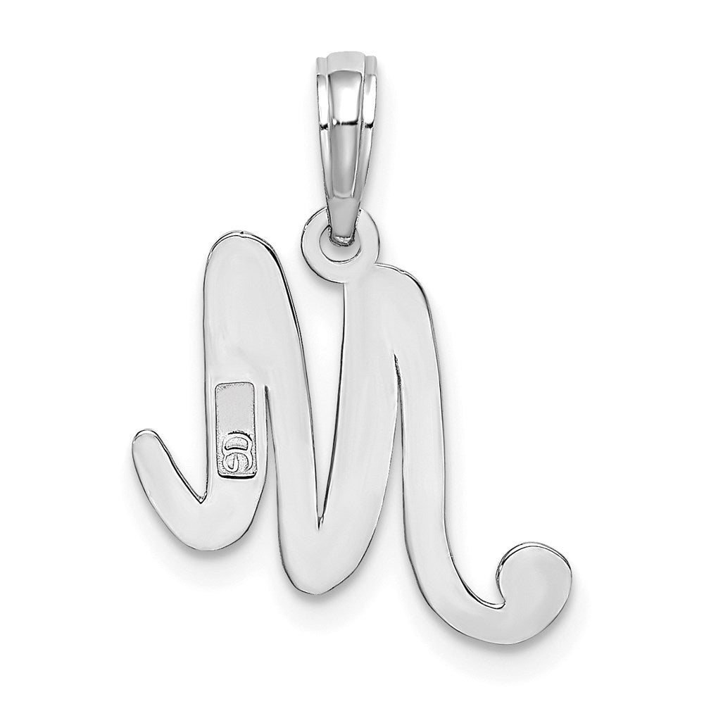 10K White Gold 10K Polished M Script Initial Charm