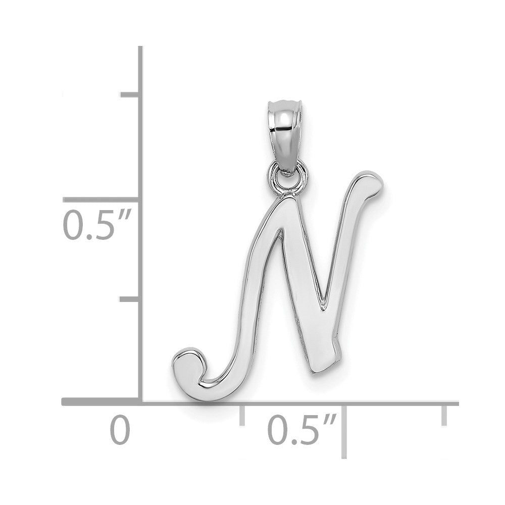 10K White Gold 10K Polished N Script Initial Charm