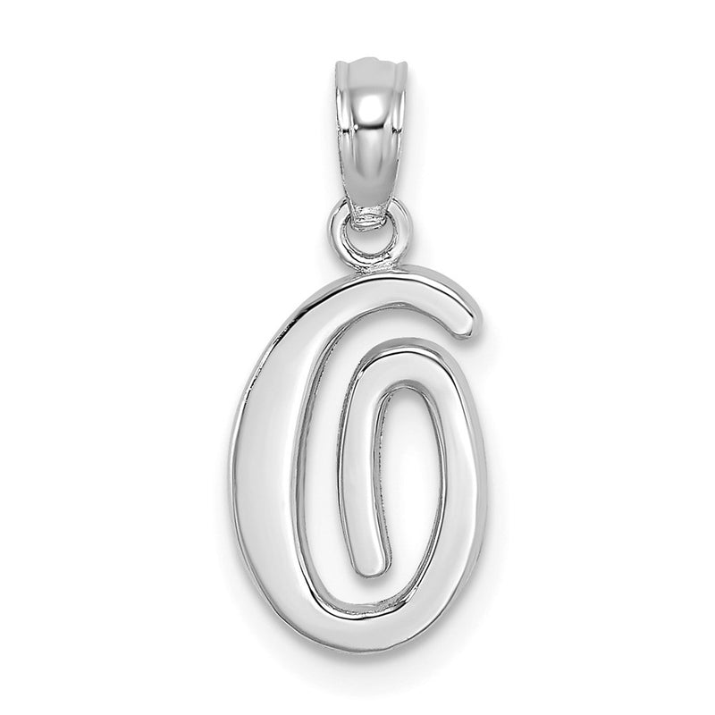 10K White Gold 10K Polished O Script Initial Charm