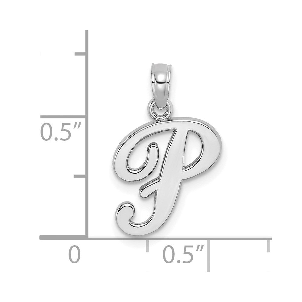 10K White Gold 10K Polished P Script Initial Charm