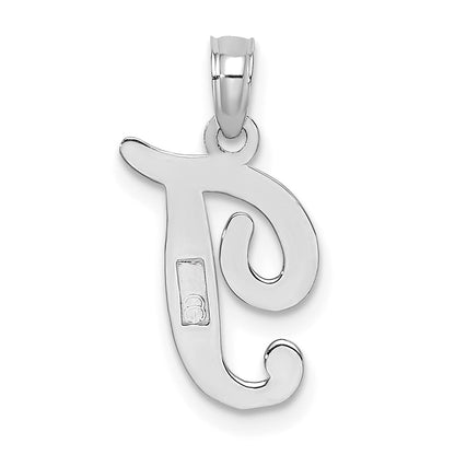 10K White Gold 10K Polished T Script Initial Charm