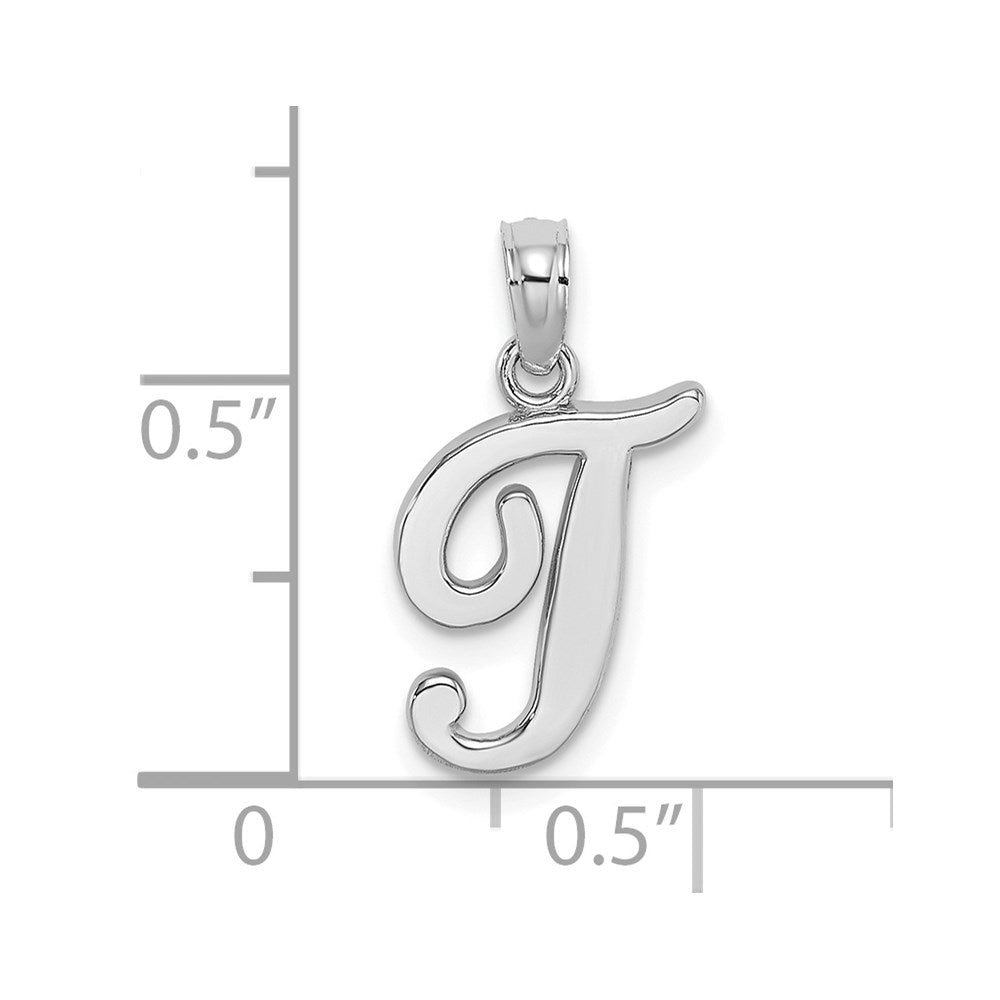 10K White Gold 10K Polished T Script Initial Charm
