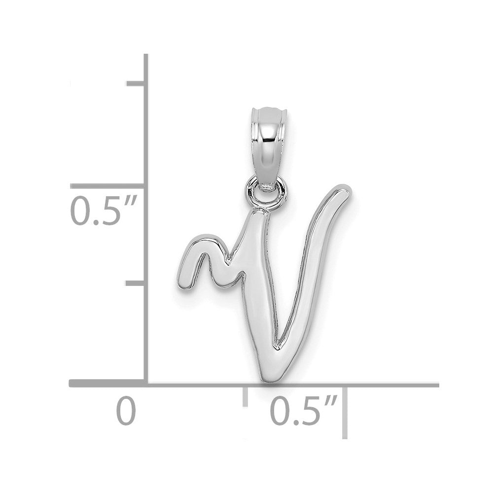 10K White Gold 10K Polished V Script Initial Charm