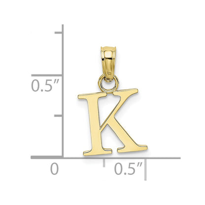 10K Yellow Gold 10K Polished K Block Initial Charm