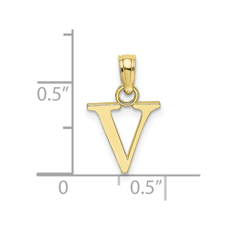 10K Yellow Gold 10K Polished V Block Initial Charm