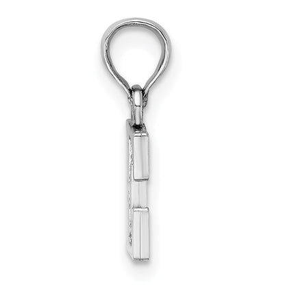 10K White Gold 10K Polished E Block Initial Charm