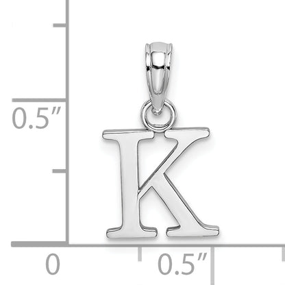 10K White Gold 10K Polished K Block Initial Charm