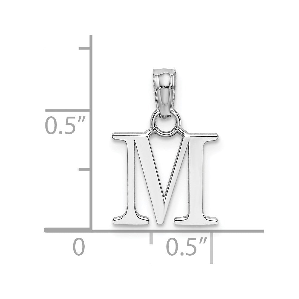 10K White Gold 10K Polished M Block Initial Charm