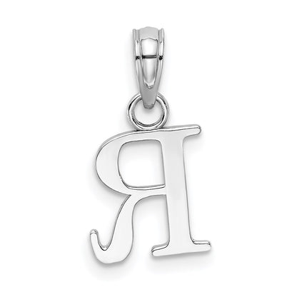 10K White Gold 10K Polished R Block Initial Charm