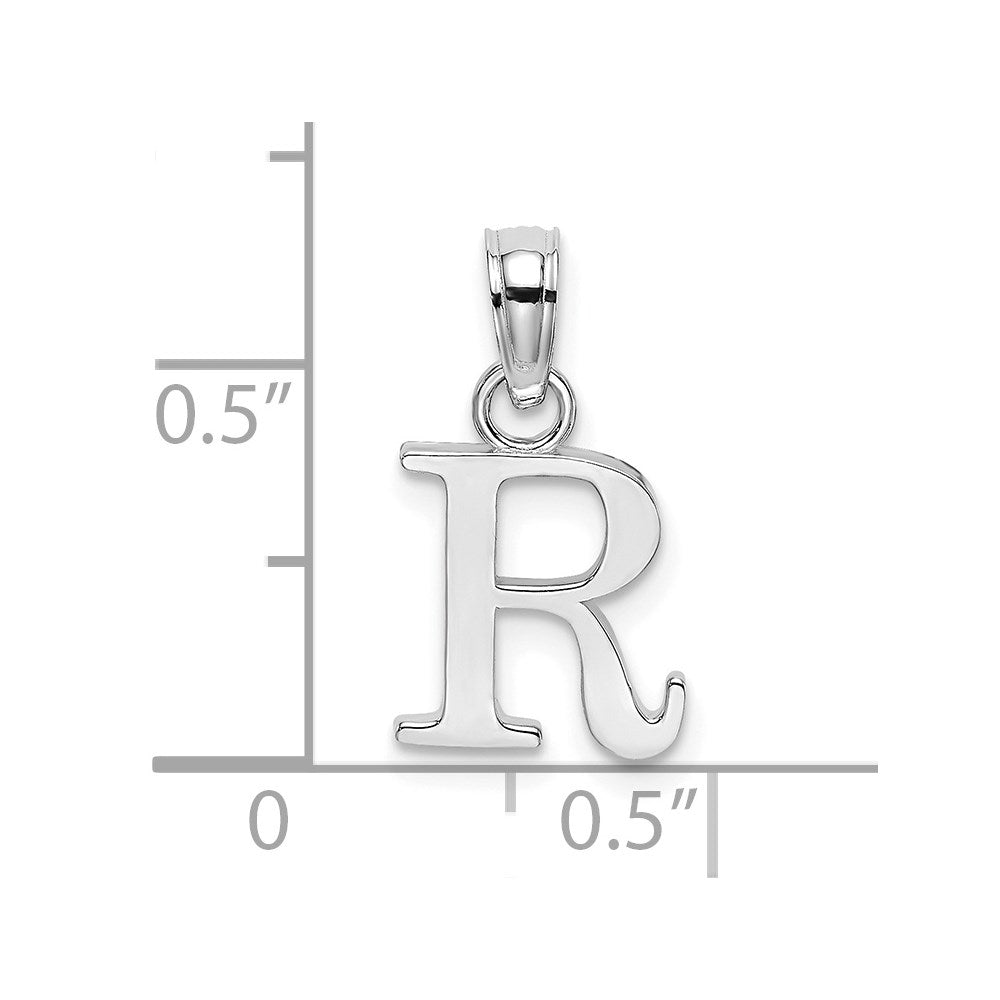 10K White Gold 10K Polished R Block Initial Charm