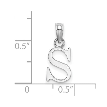 10K White Gold 10K Polished S Block Initial Charm
