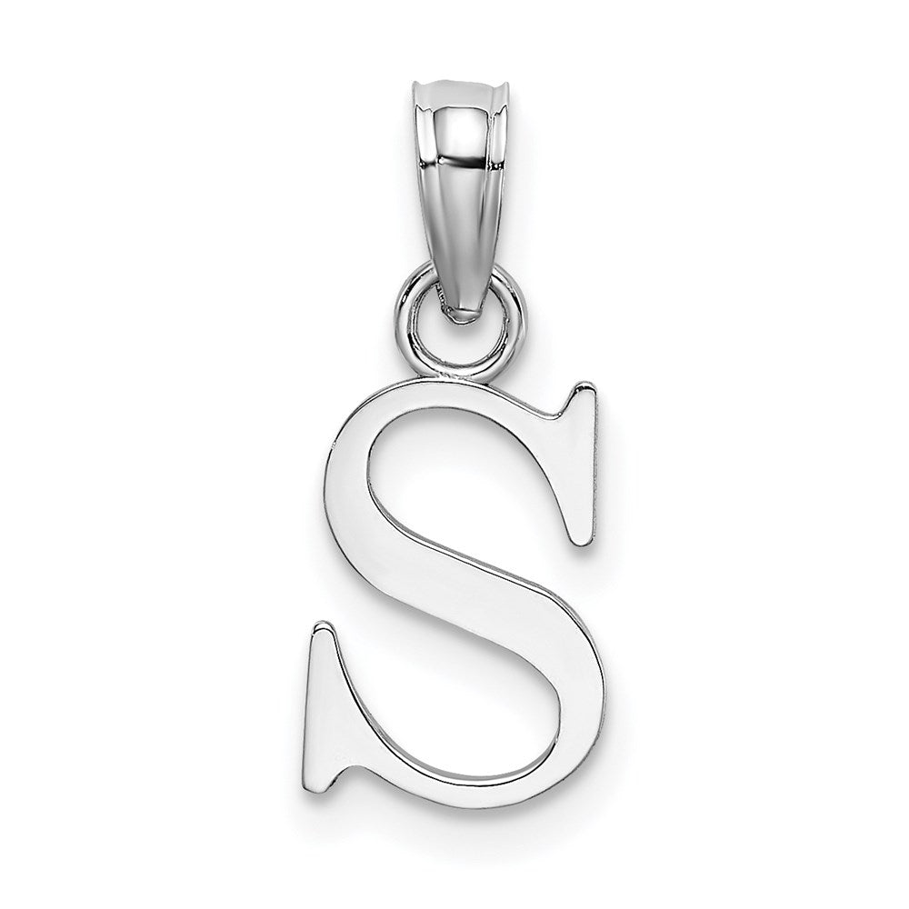 10K White Gold 10K Polished S Block Initial Charm