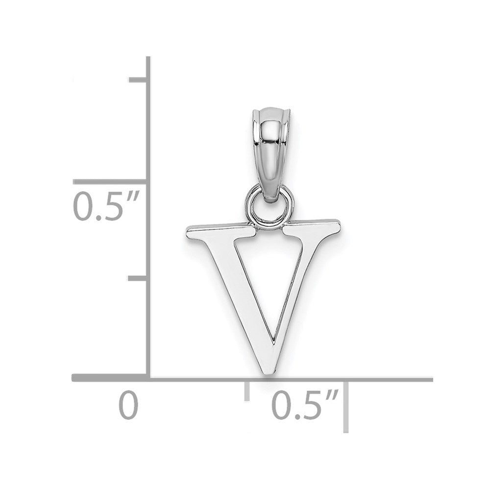 10K White Gold Polished V Block Initial Charm