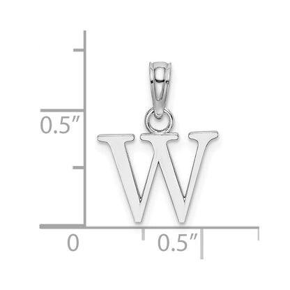 10K White Gold 10K Polished W Block Initial Charm