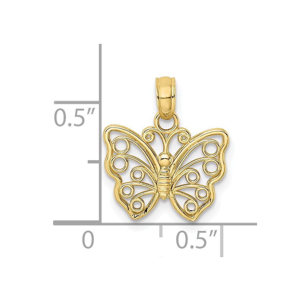 10K Yellow Gold 10K Cut-Out Small Butterfly Charm