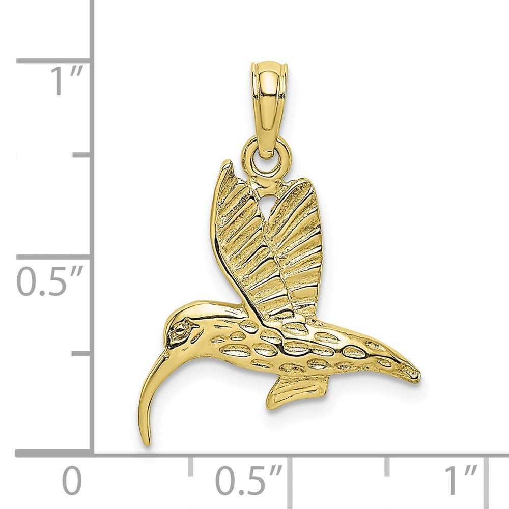 10K Yellow Gold 10K Textured Hummingbird Flying Charm