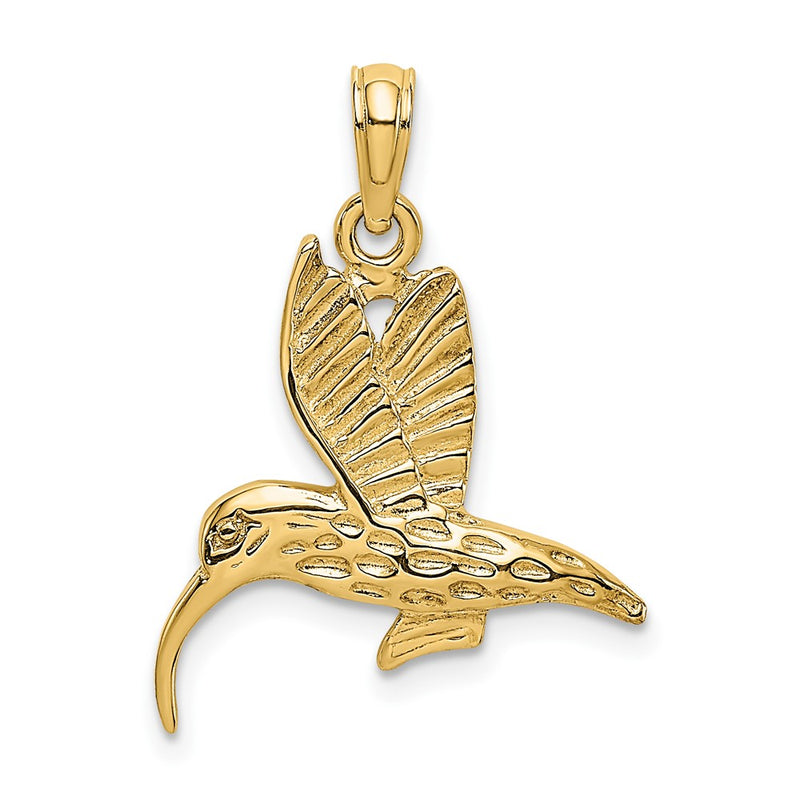 10K Yellow Gold 10K Textured Hummingbird Flying Charm