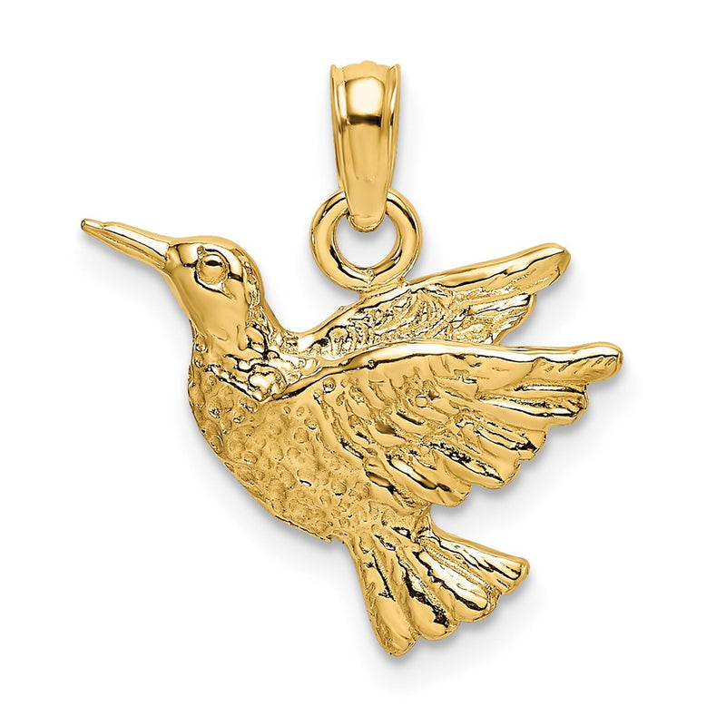 10K Yellow Gold 10K Engraved Hummingbird Charm