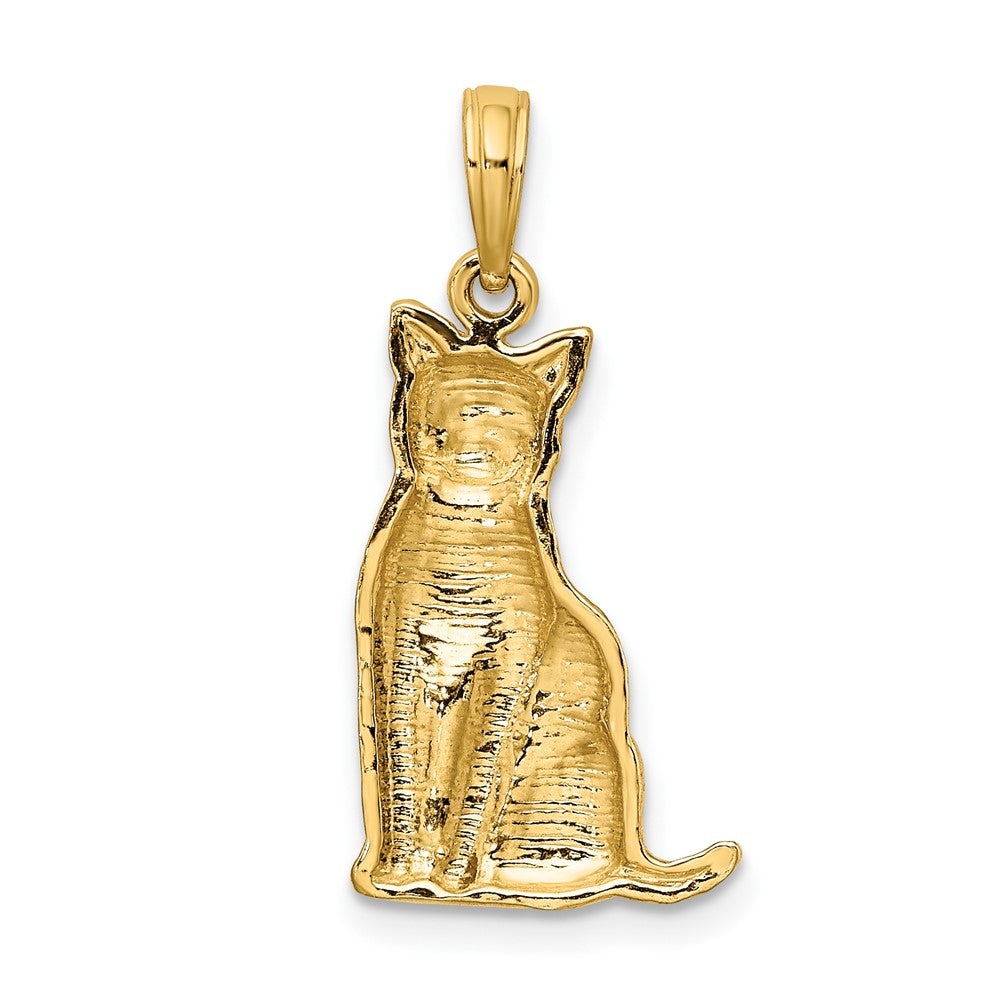 10K Yellow Gold 10K Textured Sitting Cat Charm