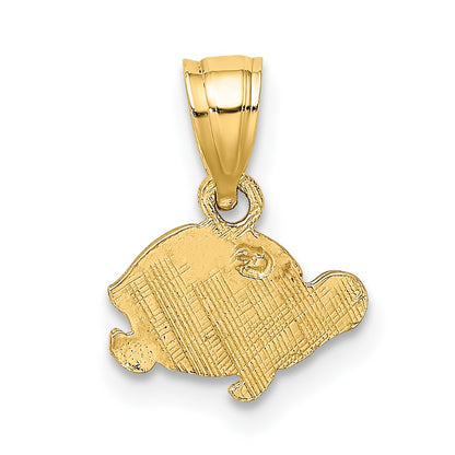 10K Yellow Gold 10K Flat And Engraved Mini Turtle Charm