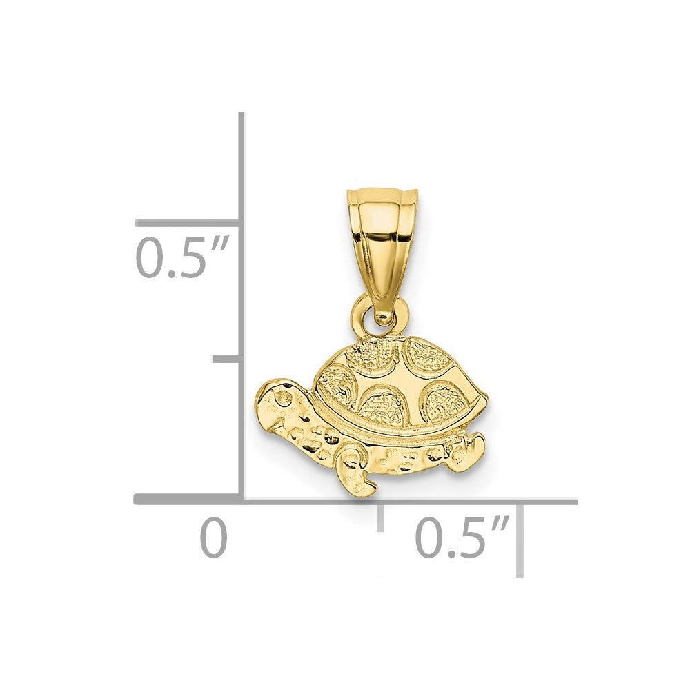 10K Yellow Gold 10K Flat And Engraved Mini Turtle Charm