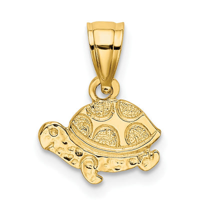 10K Yellow Gold 10K Flat And Engraved Mini Turtle Charm
