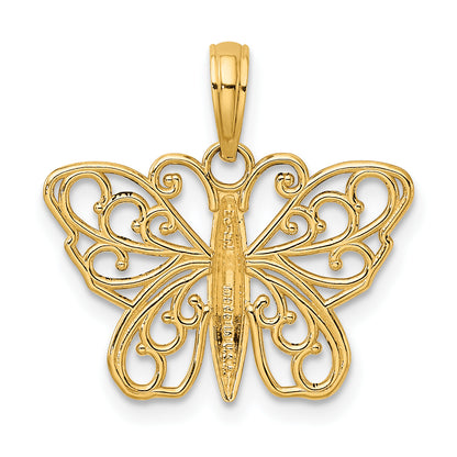 10K Yellow Gold 10K Filigree Butterfly Charm