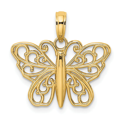 10K Yellow Gold 10K Filigree Butterfly Charm