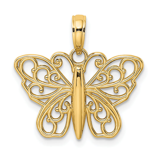 10K Yellow Gold 10K Filigree Butterfly Charm