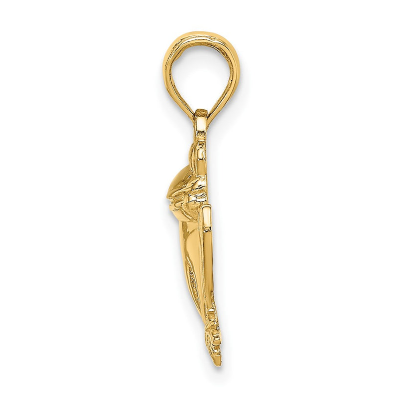 10K Yellow Gold 10K Textured Sitting Frog Charm