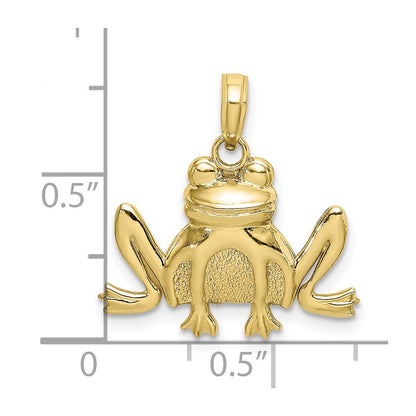 10K Yellow Gold 10K Textured Sitting Frog Charm