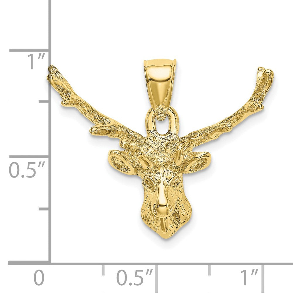 10K Yellow Gold 10K 2-D Deer Head 8 Point Buck Charm
