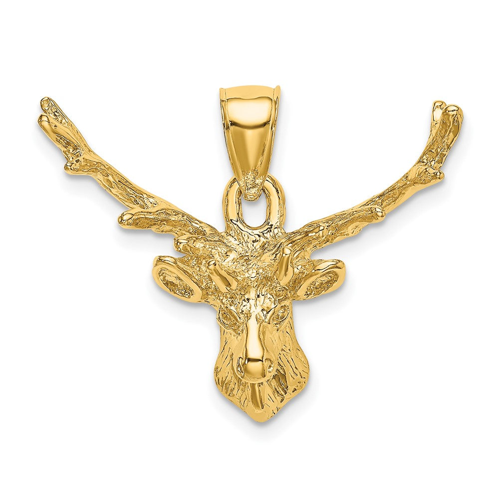 10K Yellow Gold 10K 2-D Deer Head 8 Point Buck Charm