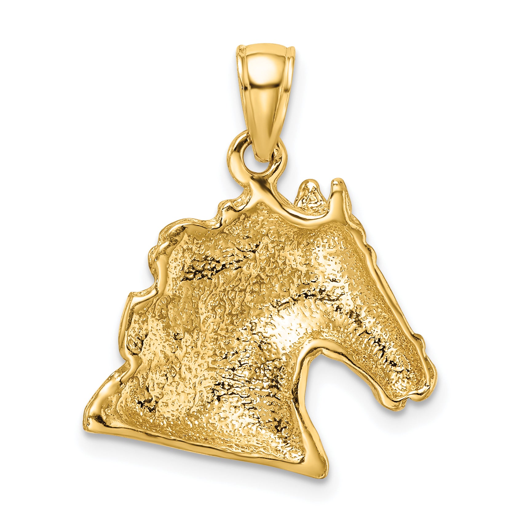 10K Yellow Gold 10K Textured Horse Head Charm