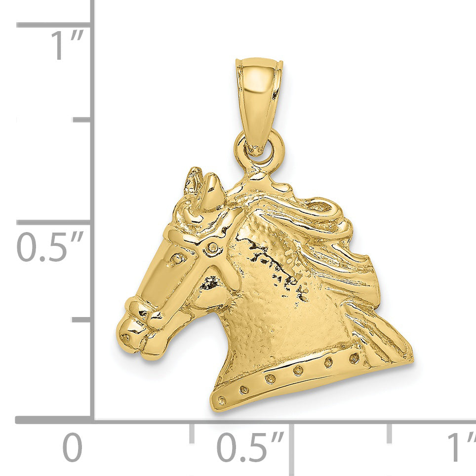 10K Yellow Gold 10K Textured Horse Head Charm