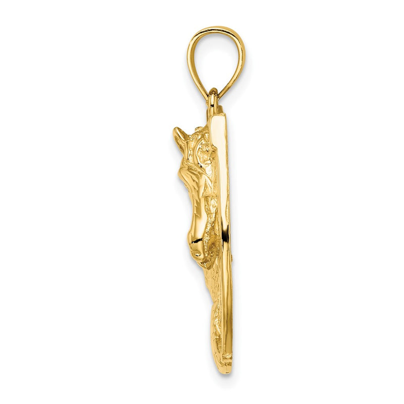 10K Yellow Gold 10K Polished And Engraved Horse Head In Shoe Charm