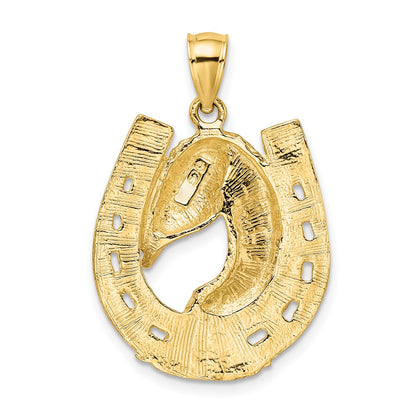 10K Yellow Gold 10K Polished And Engraved Horse Head In Shoe Charm