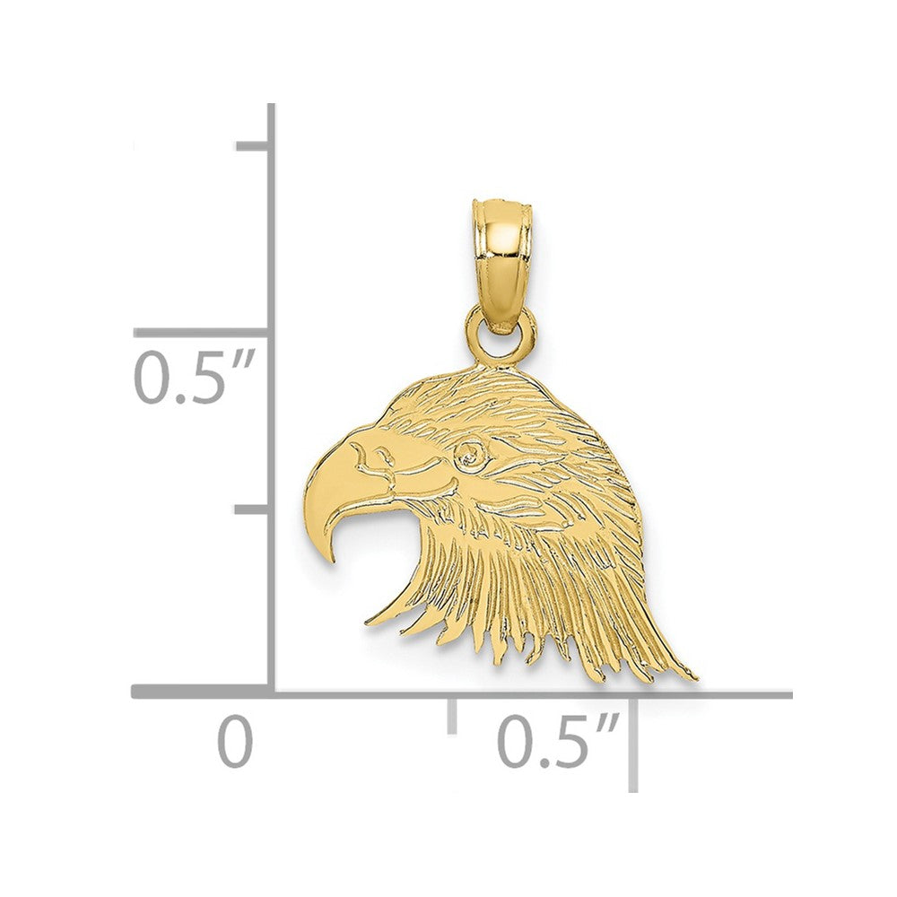 10K Yellow Gold 10K Engraved Flat Eagle Head Charm
