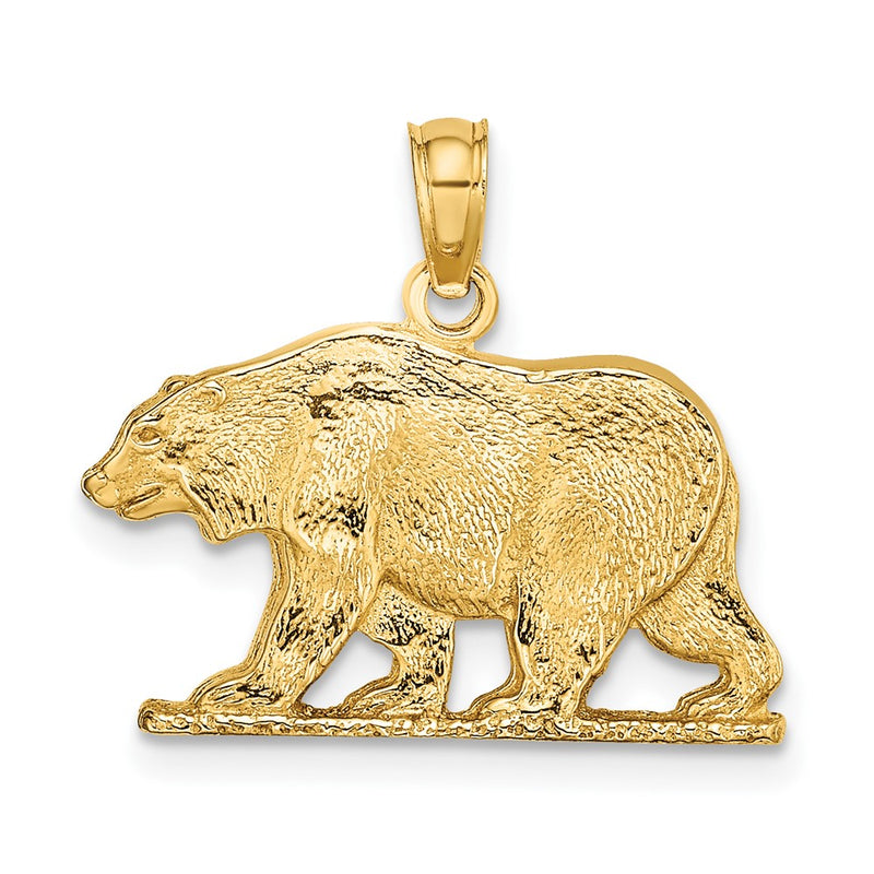 10K Yellow Gold 10K Textured Bear Charm