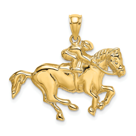 10K Yellow Gold 10K 2-D Jockey On Horse Charm