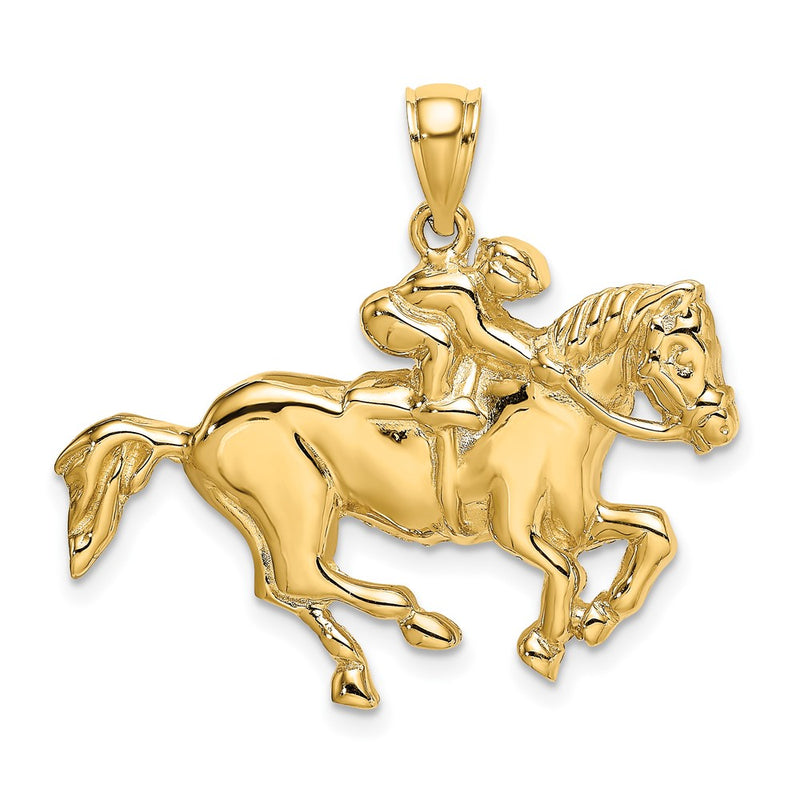 10K Yellow Gold 10K 2-D Jockey On Horse Charm