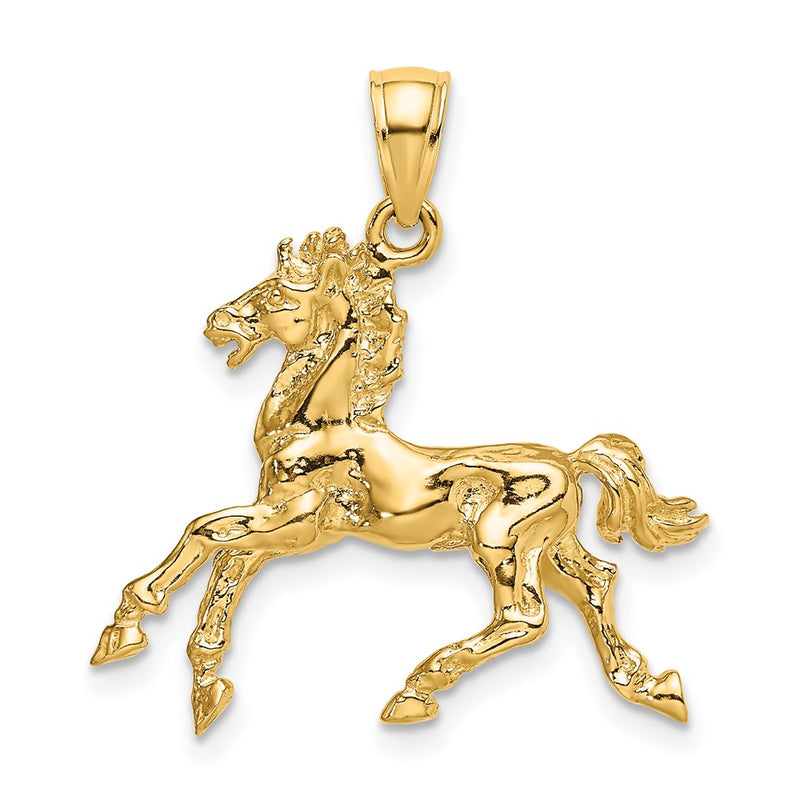 10K Yellow Gold 10K 3-D Horse Trotting Charm