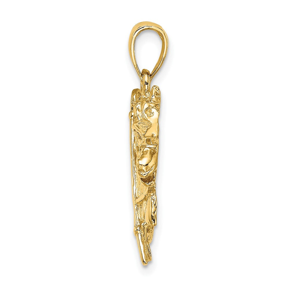 10K Yellow Gold 10K Horse Head W/ Shoe And Crop Charm