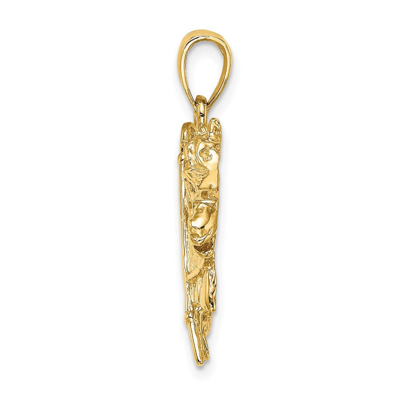 10K Yellow Gold 10K Horse Head W/ Shoe And Crop Charm