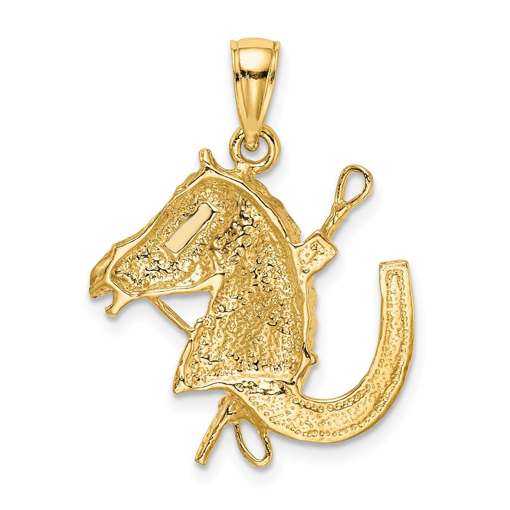 10K Yellow Gold 10K Horse Head W/ Shoe And Crop Charm