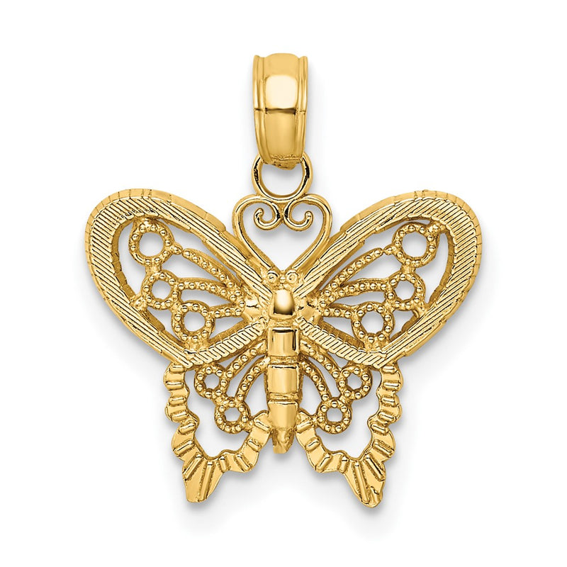 10K Yellow Gold Diamond-Cut Butterfly Charm