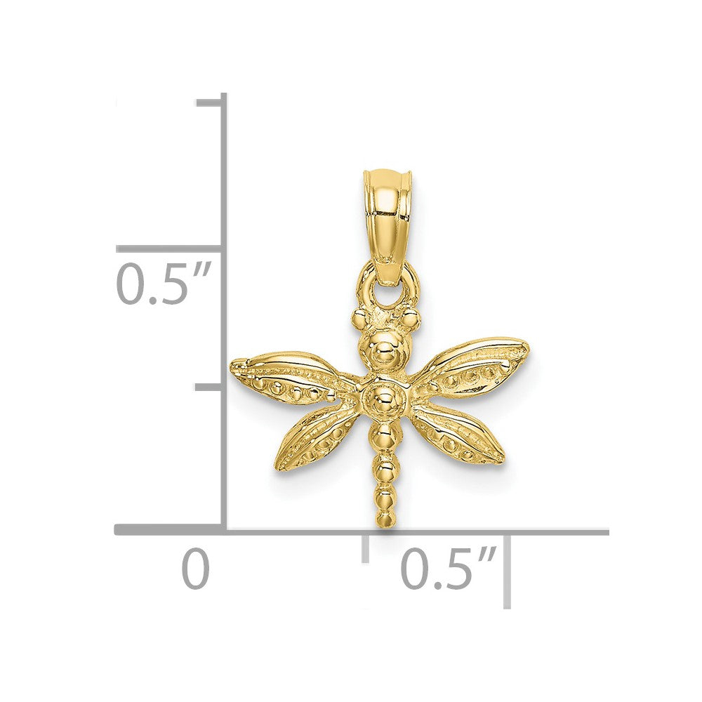 10K Yellow Gold 10K 2-D Mini Dragonfly W/Solid Wings Charm