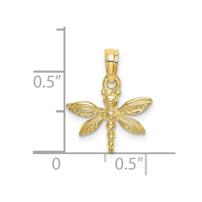 10K Yellow Gold 10K 2-D Mini Dragonfly W/Solid Wings Charm