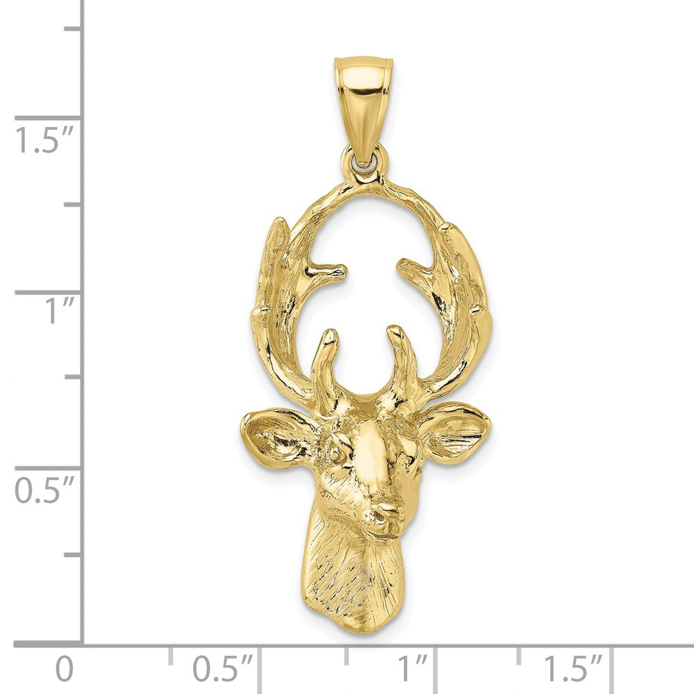 10K Yellow Gold 10K 3-D Deer Head Charm